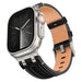 Bracelet cuir denim Apple Watch (noir avec argent)