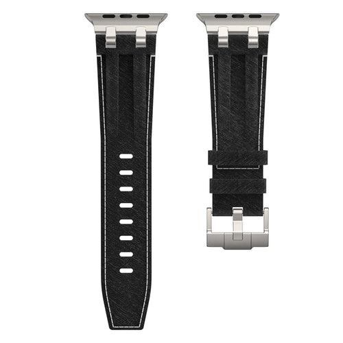 Bracelet cuir denim Apple Watch (noir avec argent)
