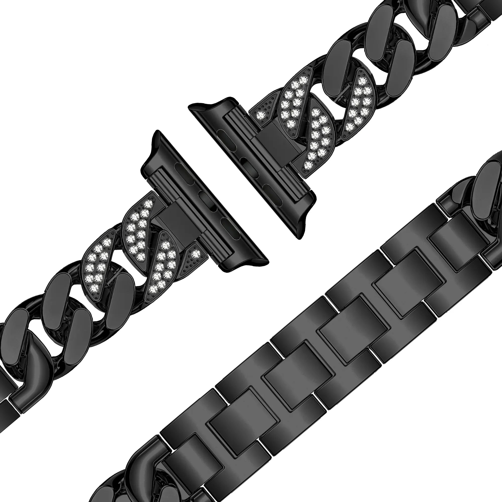 Bandz Apple Watch chain diamond band (zwart)