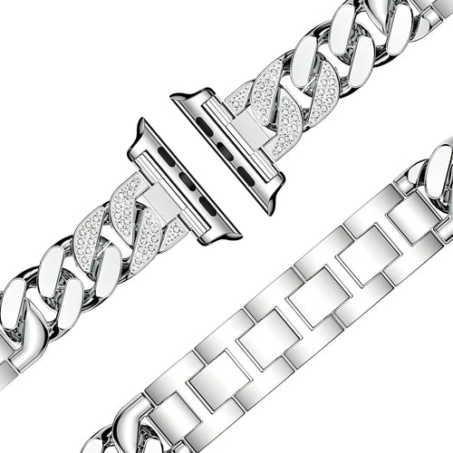 Bandz Bracelet chain diamond Apple Watch (argent)