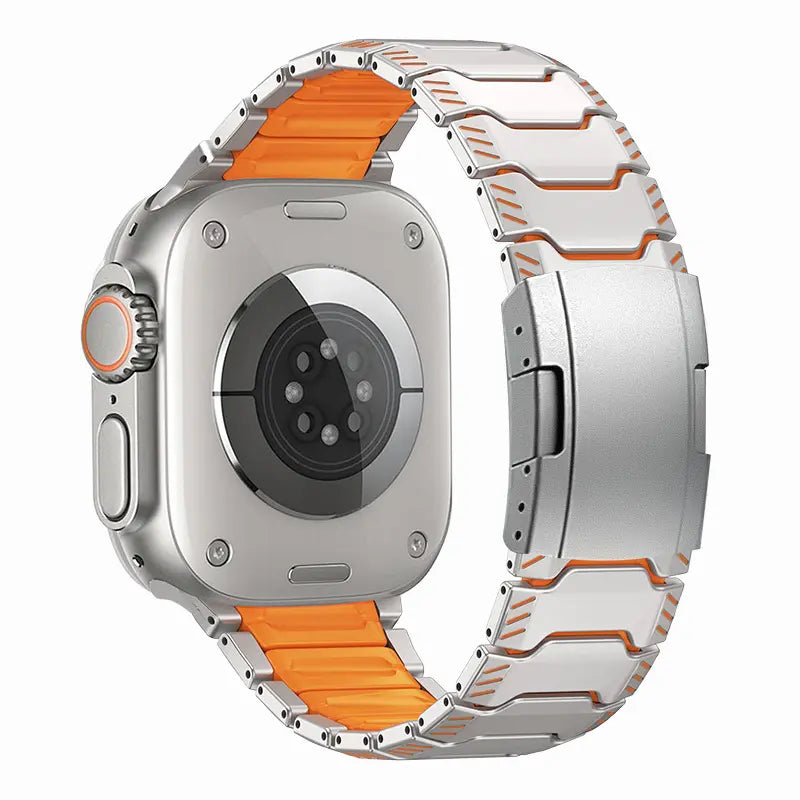 Apple Watch mecha titanium hybrid band (titanium/oranje)
