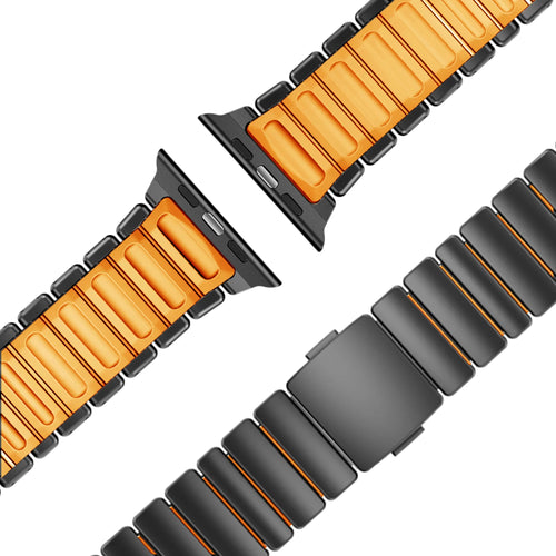 Bandz Apple Watch Titanarmband 'Hybrid' (Schwarz/Orange)