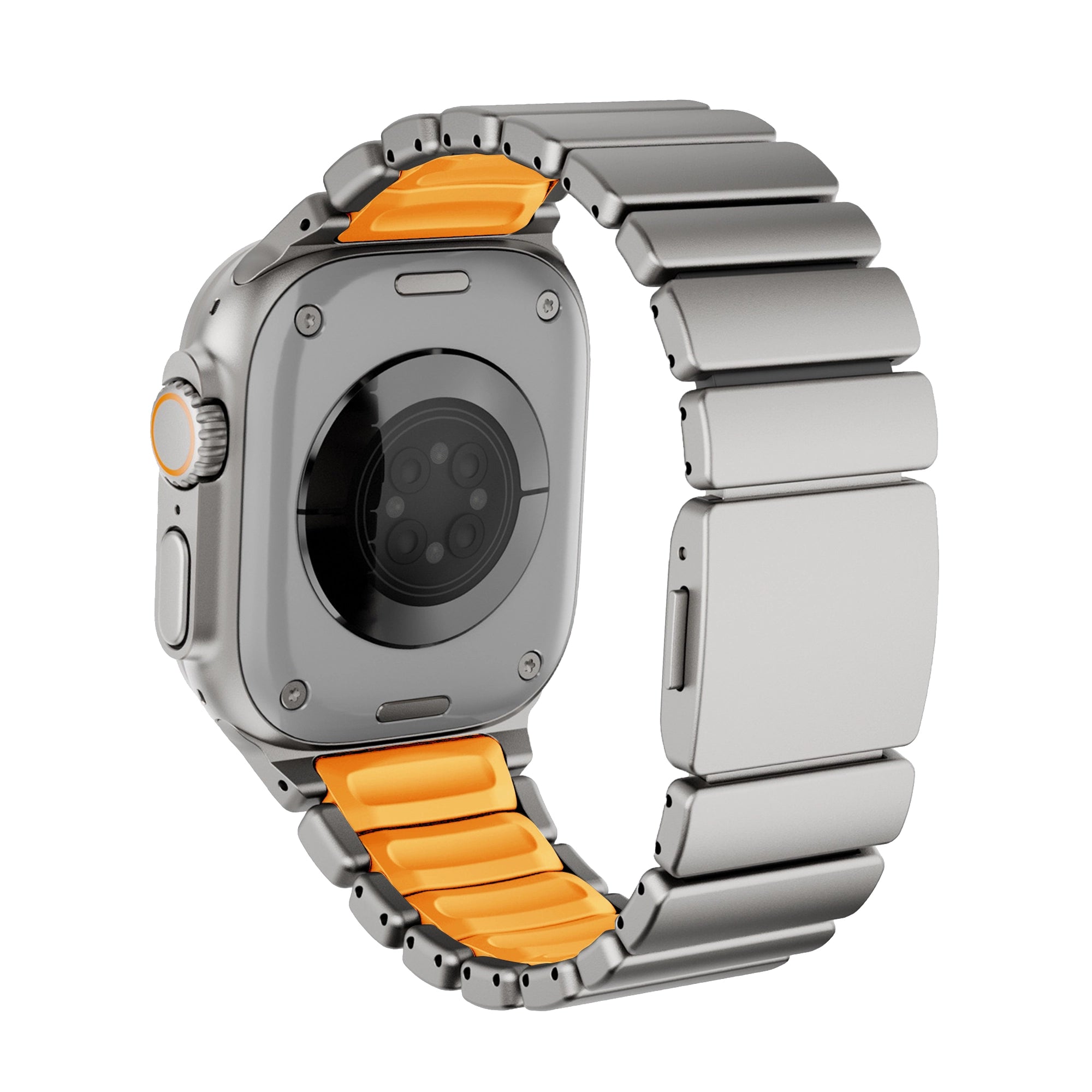 Bandz Apple Watch titanium band 'Hybrid' (titanium/oranje)