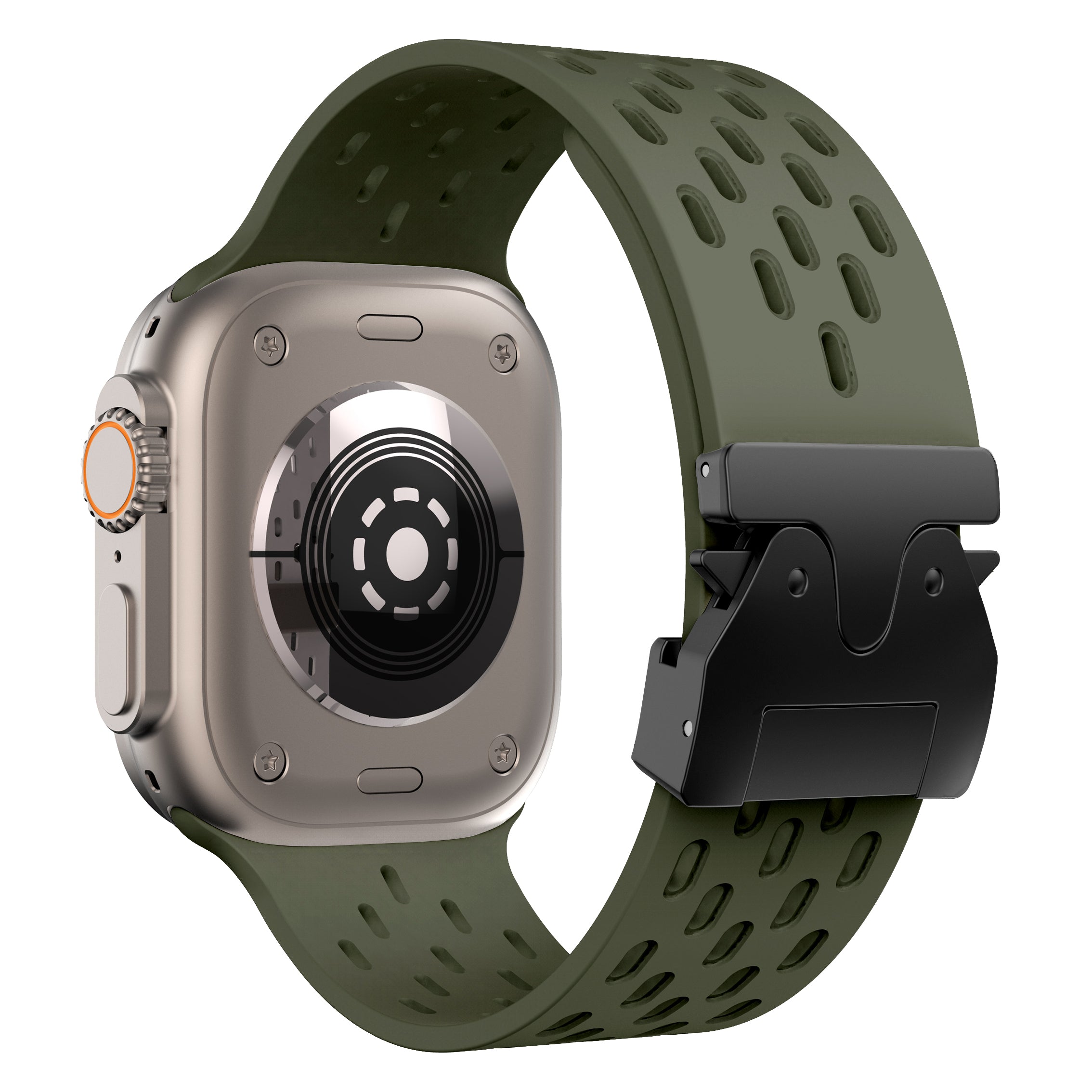 Apple Watch Silikonarmband mit P-Schnalle (Armeegrün)