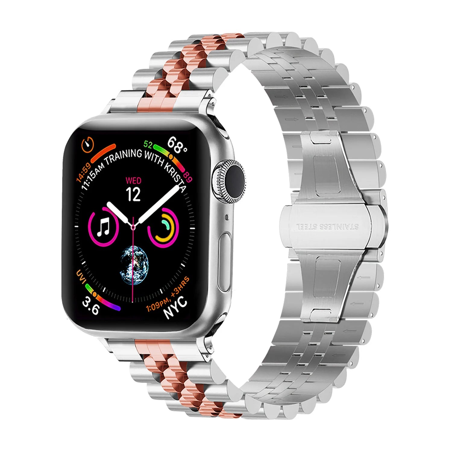 Correa acero Jubilee Apple Watch Ultra (plata/oro rosa)