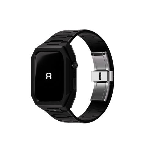Reqior Apple Watch 45mm case met stalen band 'Nautilus' (zwart)