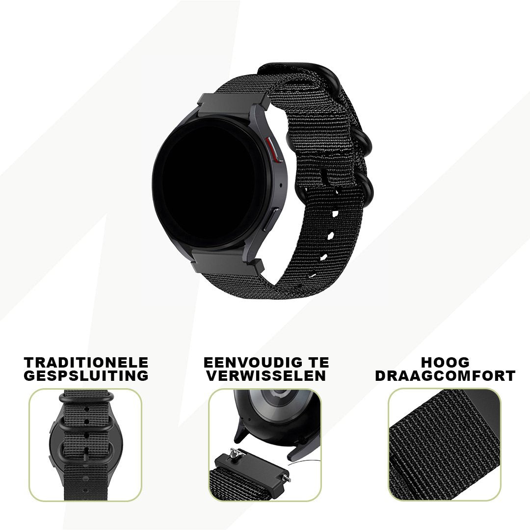 Bandz Garmin Vivoactive 3 Nylonarmband mit Dornschließe (Schwarz)