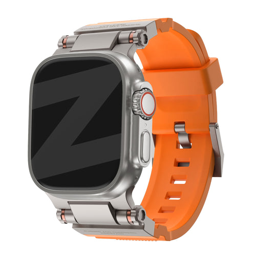 Bandz Bracelet silicone 'Explorer' Apple Watch (orange avec titane)