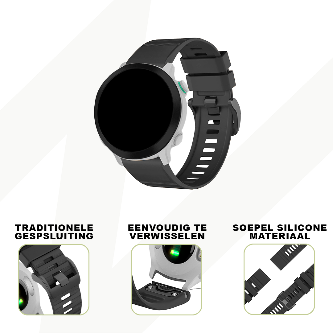 Bandz Garmin Forerunner 935 Silikonarmband mit Schnalle (Schwarz)