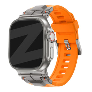 Bandz Bracelet silicone Liquid 'Explorer' Apple Watch (orange avec titane)