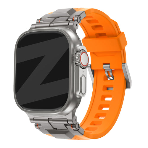 Bandz Bracelet silicone Liquid 'Explorer' Apple Watch (orange avec titane)