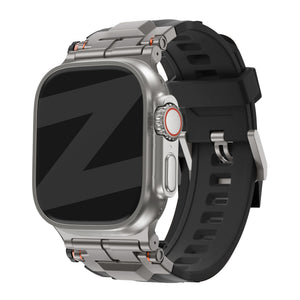 Bandz Apple Watch Armband aus Flüssigsilikon 'Explorer' (Schwarz mit Titan)
