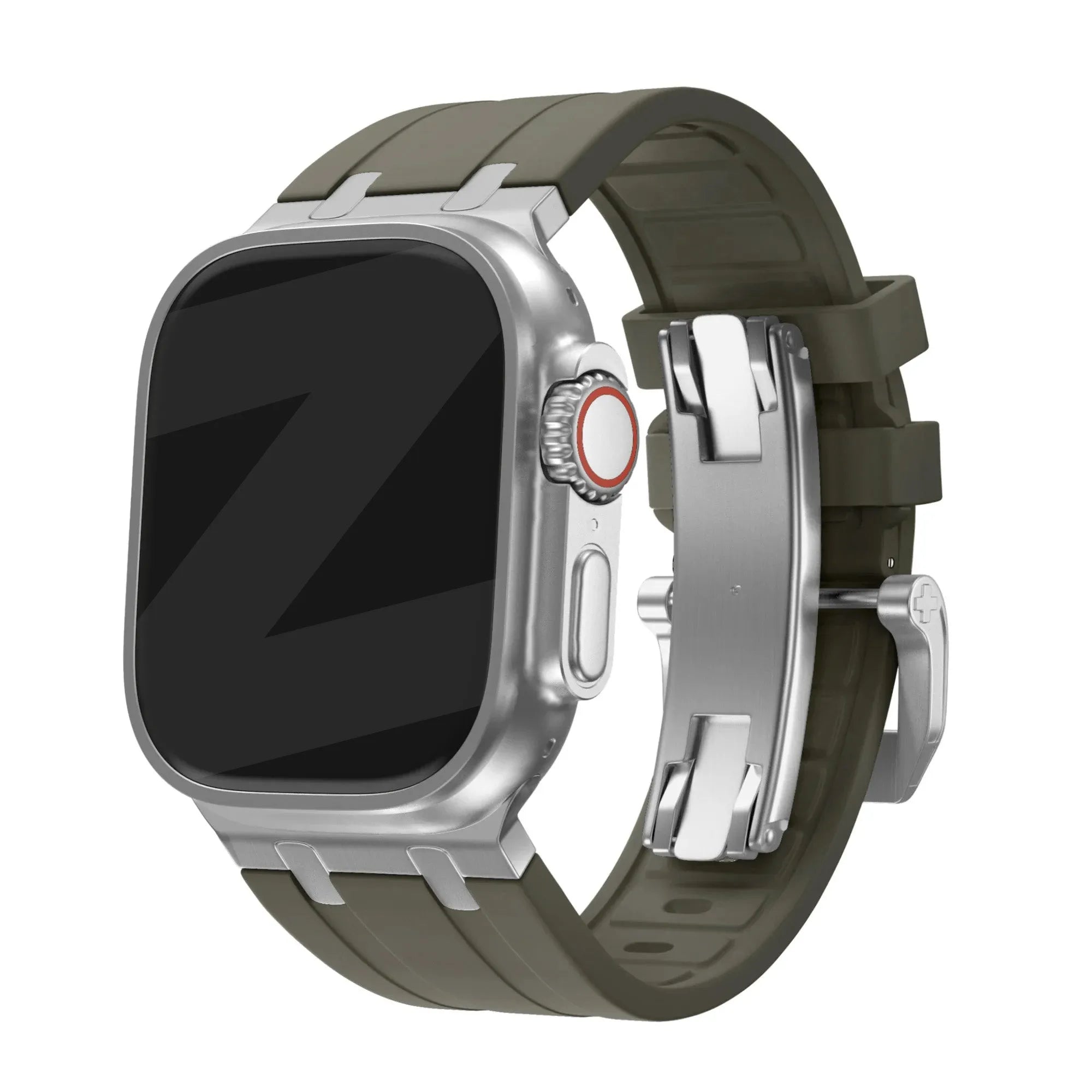 Bandz Apple Watch Silikonarmband 'Luxe Liquid' (Braun mit Silber)