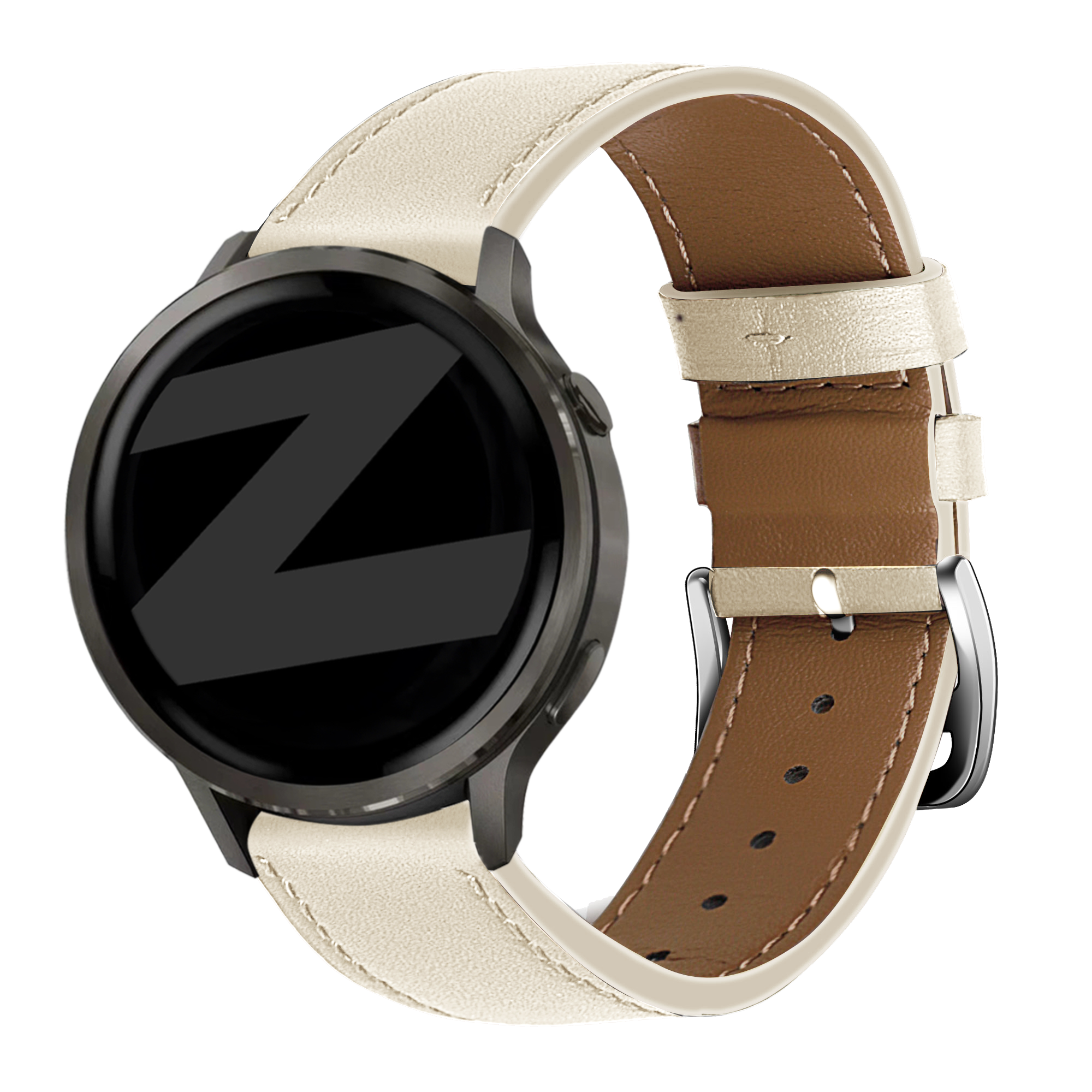 Bandz Garmin Forerunner 255s Leather Strap 'Deluxe' (Beige)