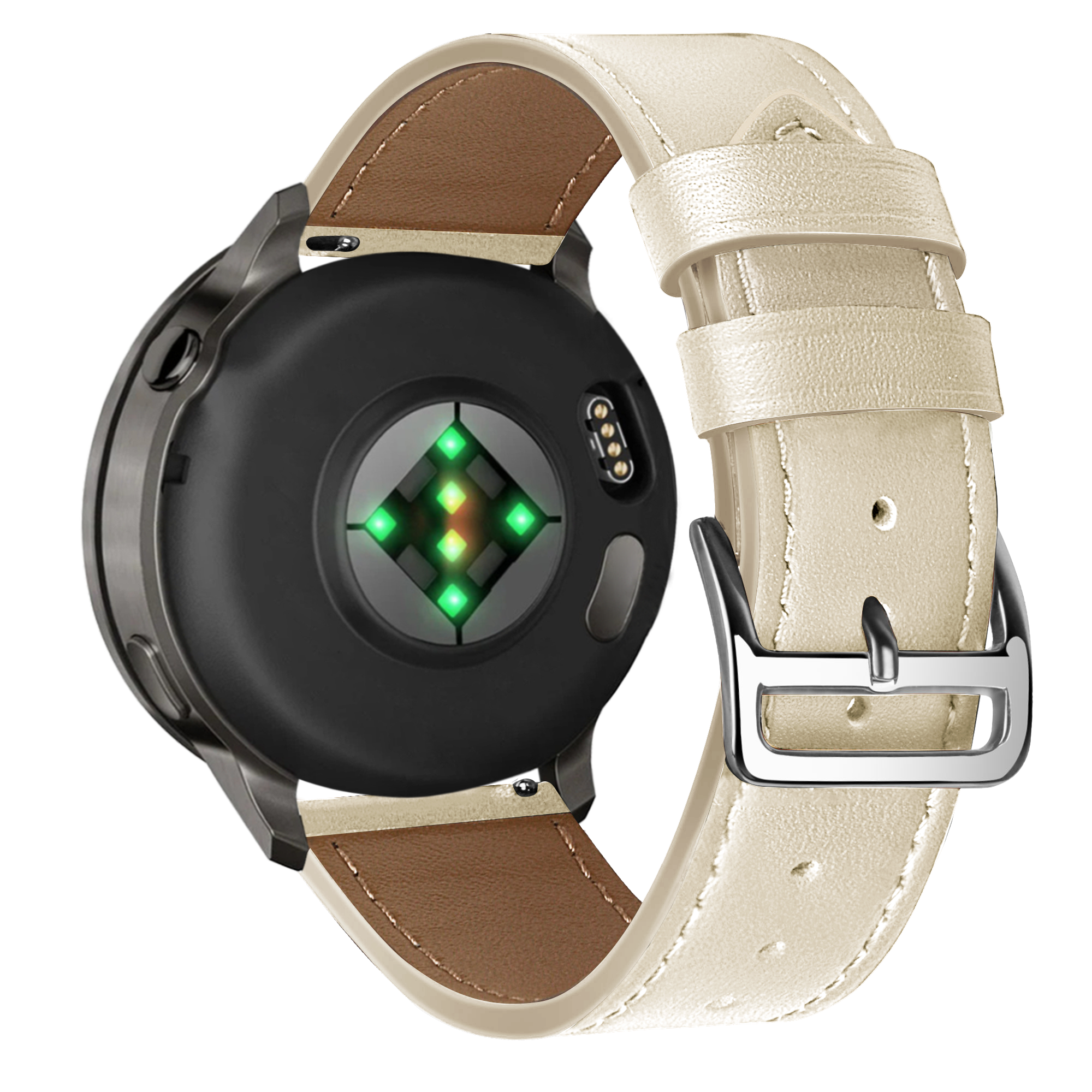 Bandz Garmin Vivomove HR Leather Strap 'Deluxe' (Beige)