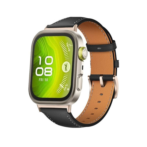 Huawei Watch Fit 4 leren  bandje (zwart)
