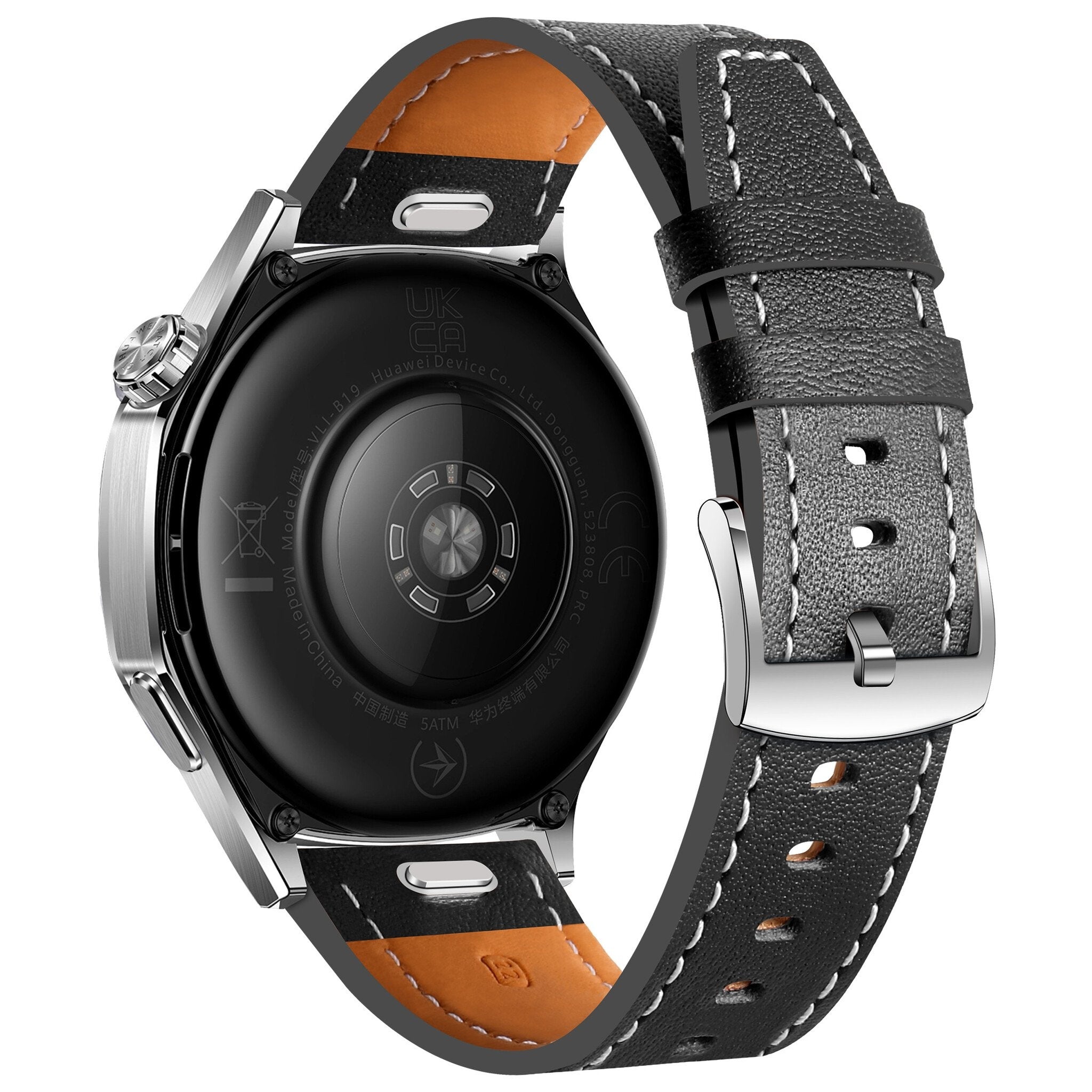 Huawei Watch GT 2 46mm 'One Push' Leather Strap (Black)