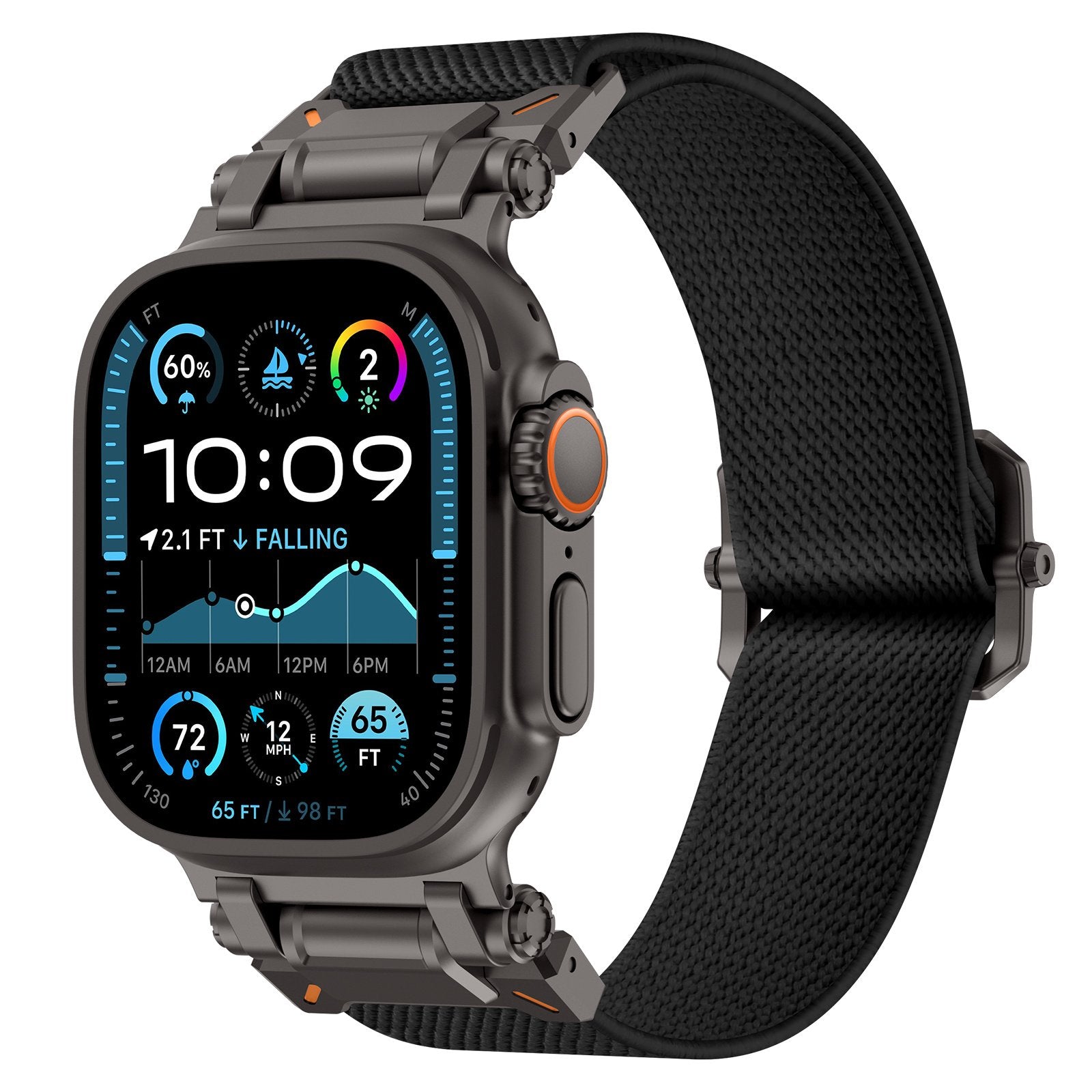 Correa poliéster 'Explorer' Apple Watch (negro/negro)