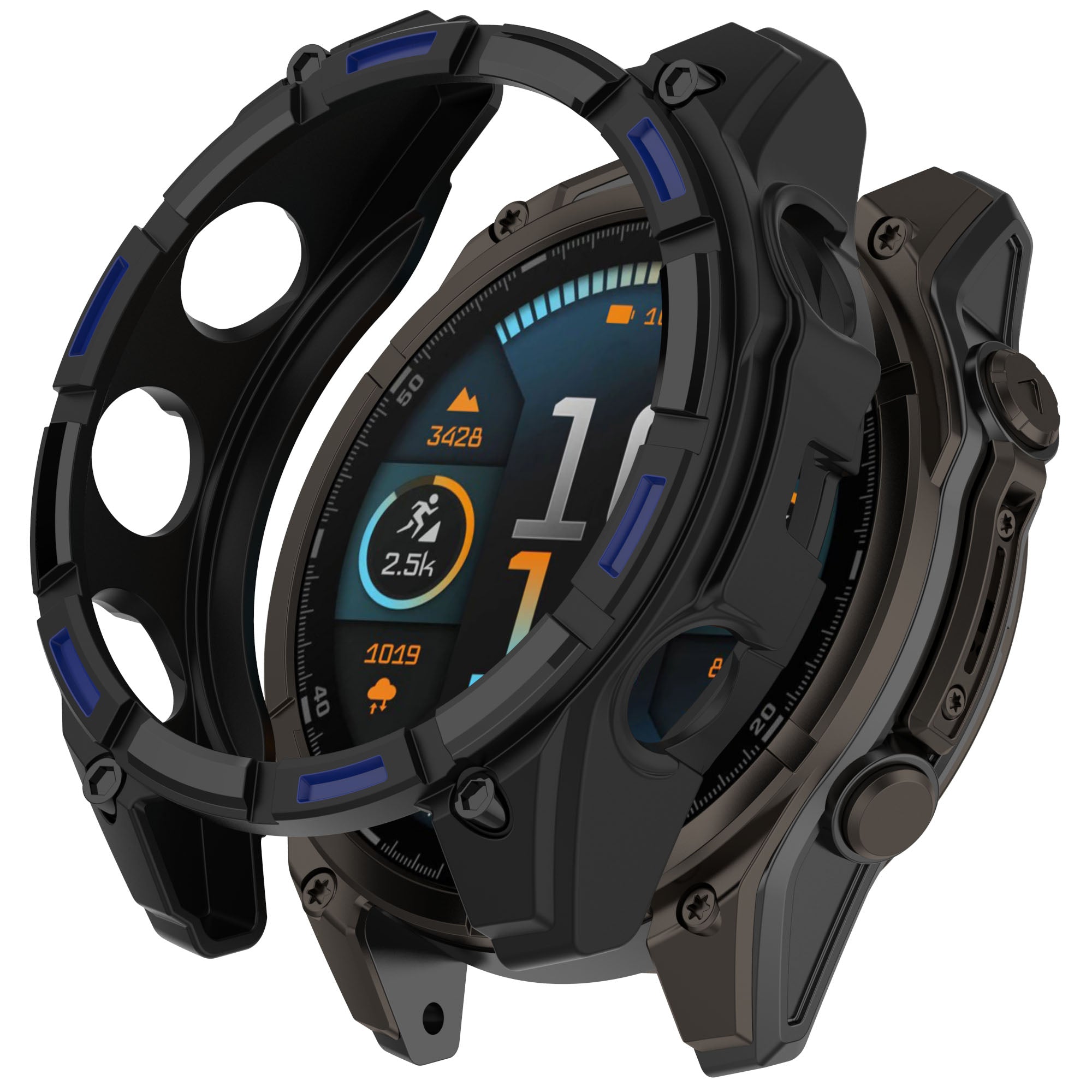 Garmin Quatix 8 - 51mm Robuste TPU-Hülle (Schwarz/Blau)