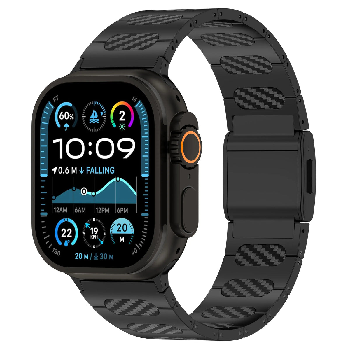 Apple Watch verfijnde stalen hybrid band (zwart/carbon)