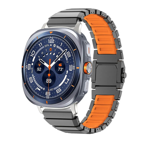 Samsung Galaxy Watch Ultra one bead titanium hybrid band (zwart/oranje)