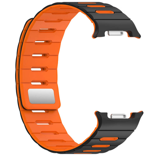 Samsung Galaxy Watch 8 - 44mm magnetisch siliconen bandje (zwart/oranje)