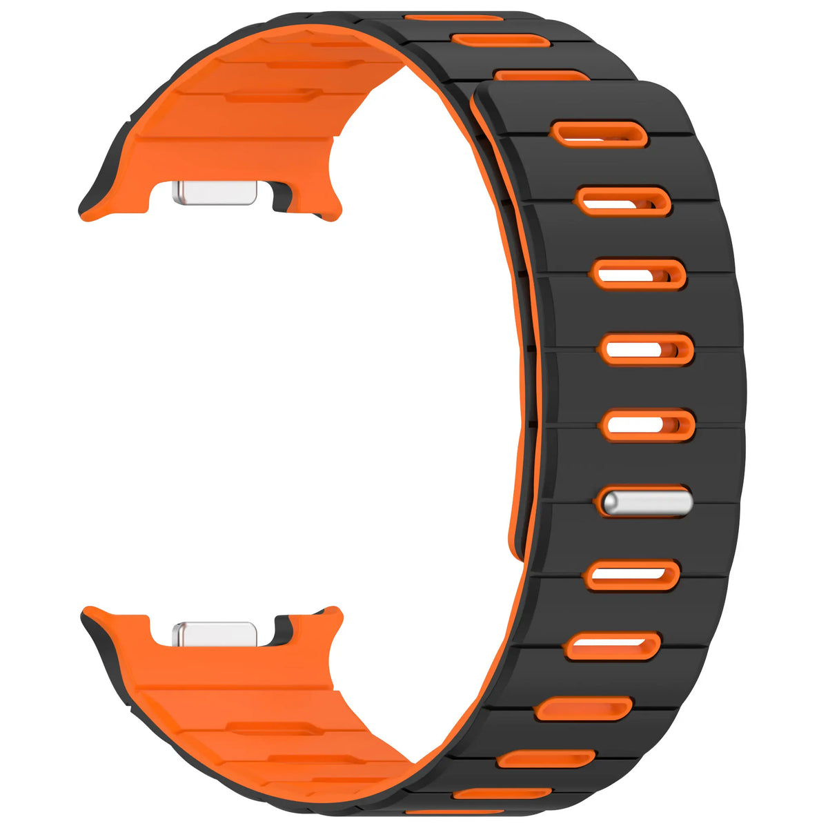 Samsung Galaxy Watch 8 - 40mm magnetisch siliconen bandje (zwart/oranje)