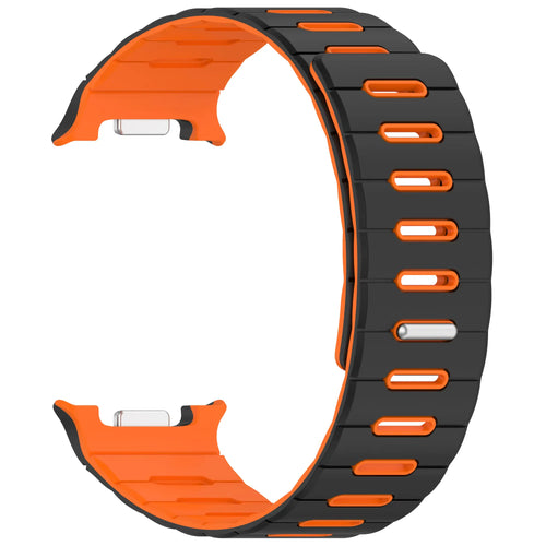 Samsung Galaxy Watch 9 - 40mm magnetisch siliconen bandje (zwart/oranje)