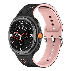 Correa silicona con flores Samsung Galaxy Watch 8 Classic (negro/rosa)