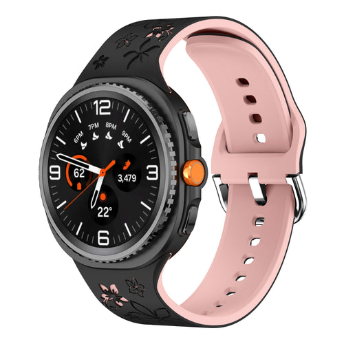 Correa silicona con flores Samsung Galaxy Watch 8 Classic (negro/rosa)