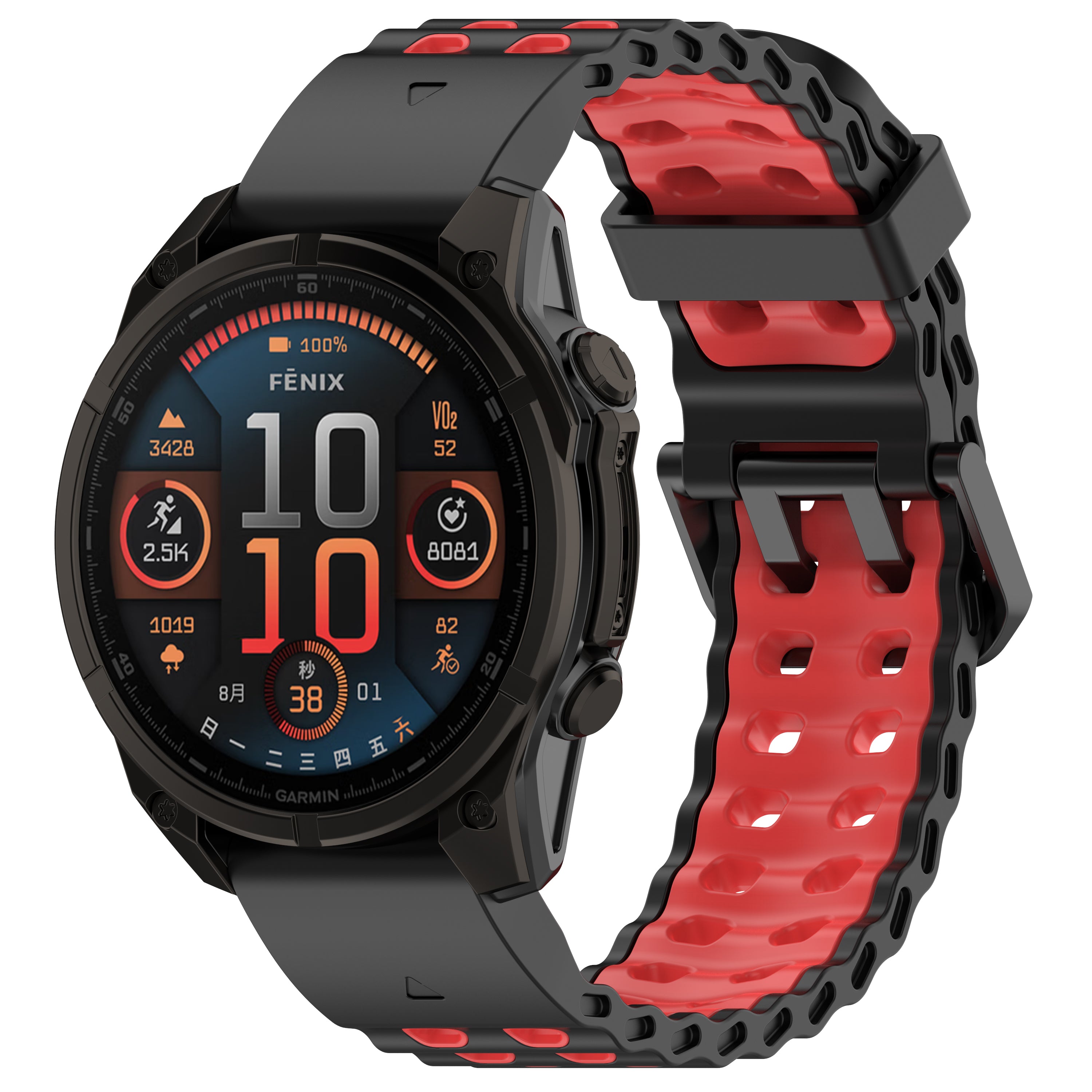 Garmin Tactix 7 Wave Sport Strap (Black/Red)