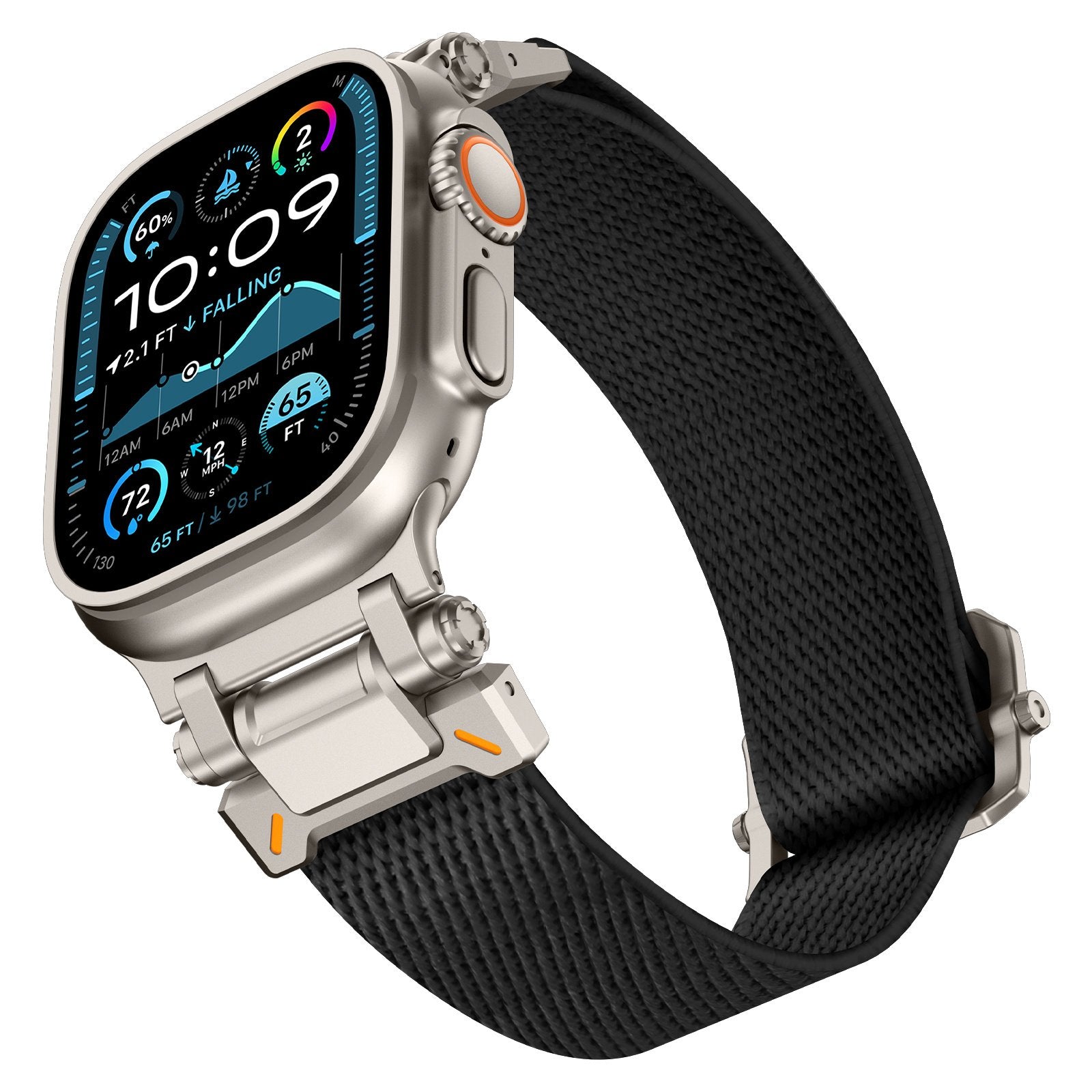 Correa poliéster 'Explorer' Apple Watch (negro/titanio)