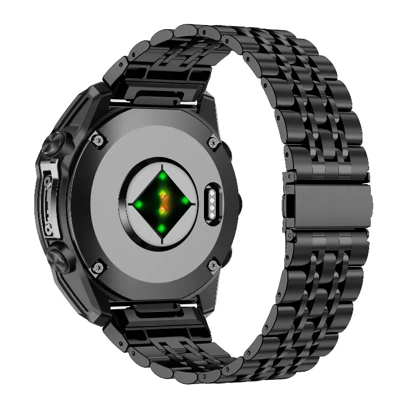Garmin Instinct 2 Premium '7 bead' Steel Strap (Black)
