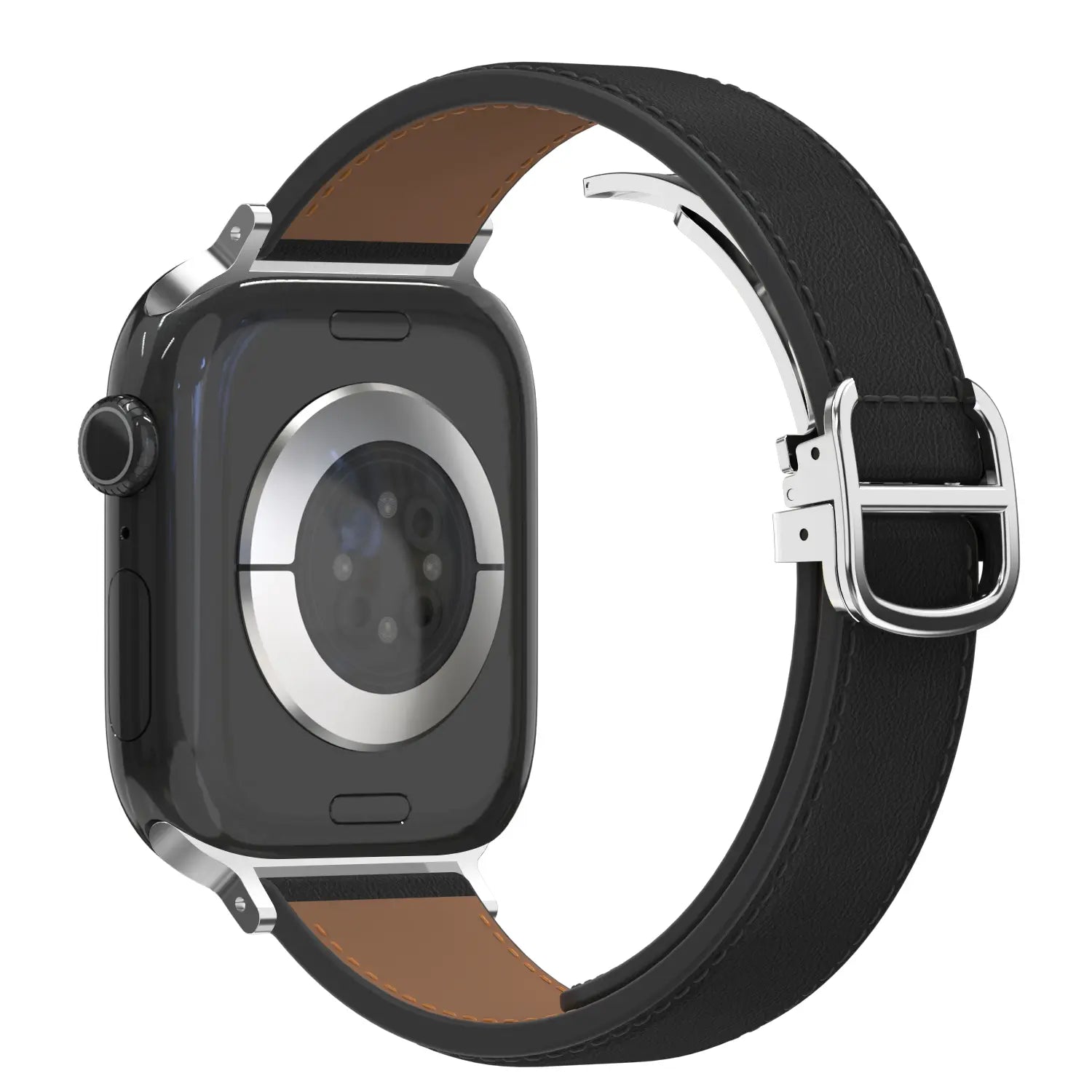 Bandz Apple Watch Lederen band 'D-Type' (zwart)