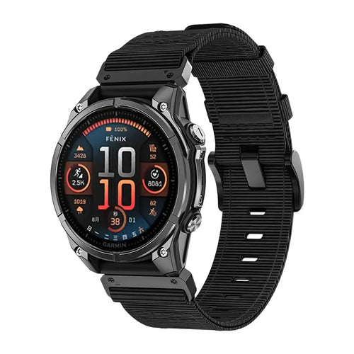 Bracelet nylon premium avec boucle Garmin Fenix E (noir)