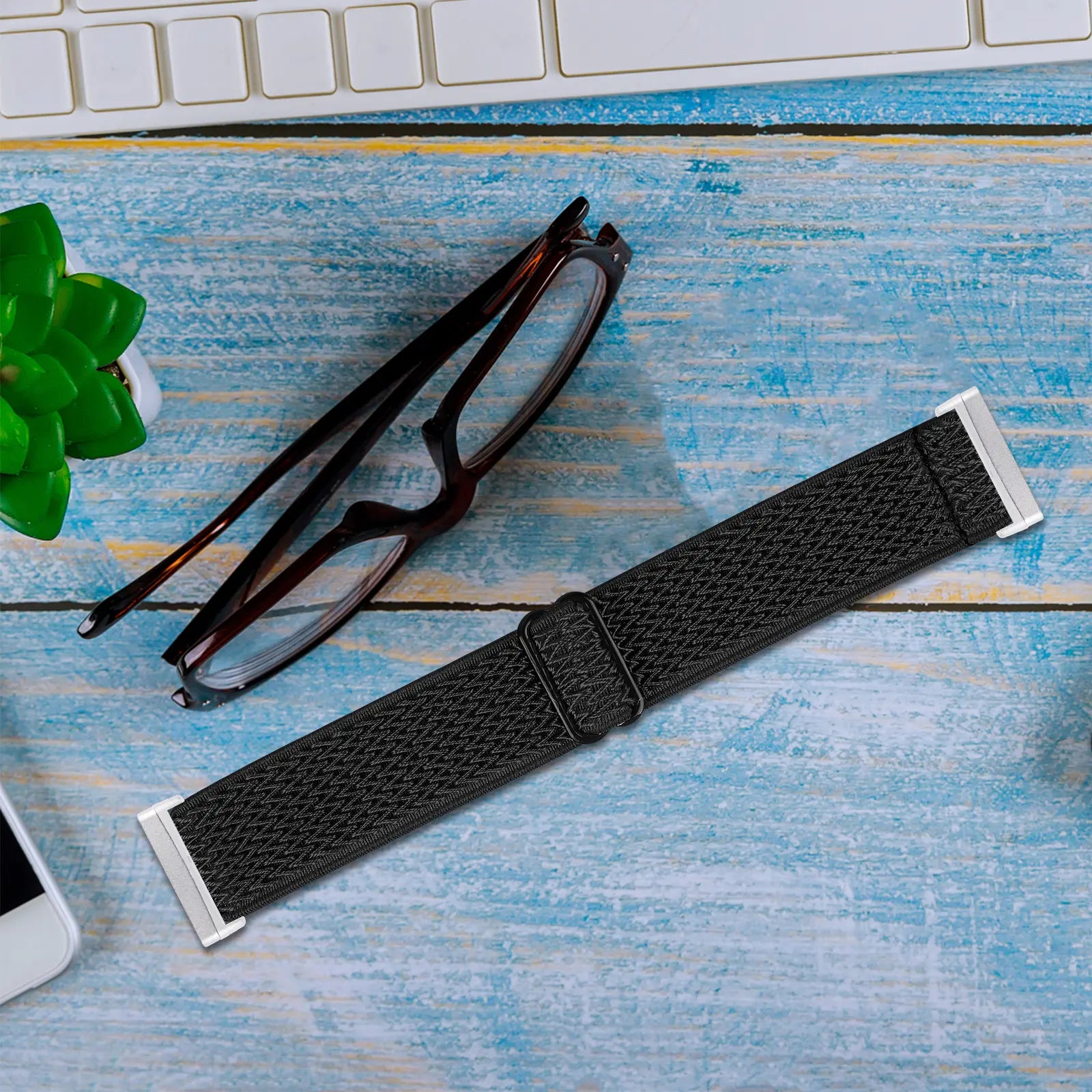 Fitbit Sense Elastisches Armband (Schwarz)