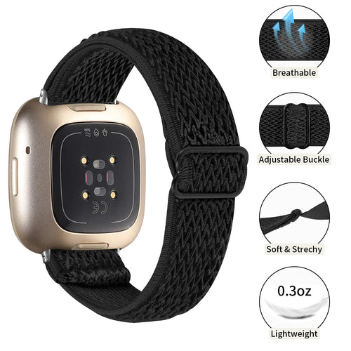 Fitbit Sense Elastisches Armband (Schwarz)