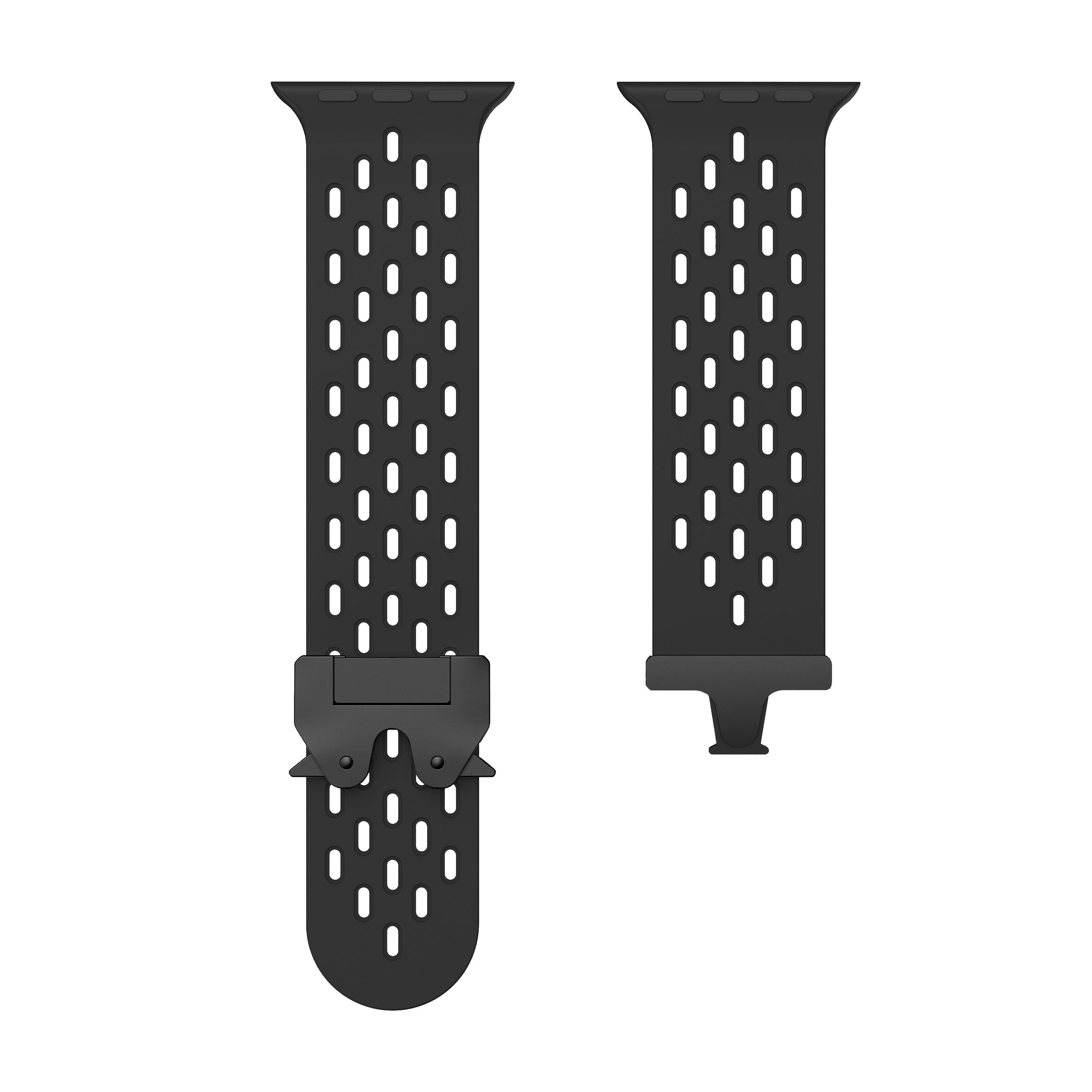 Apple Watch Silikonarmband mit P-Schnalle (Schwarz)