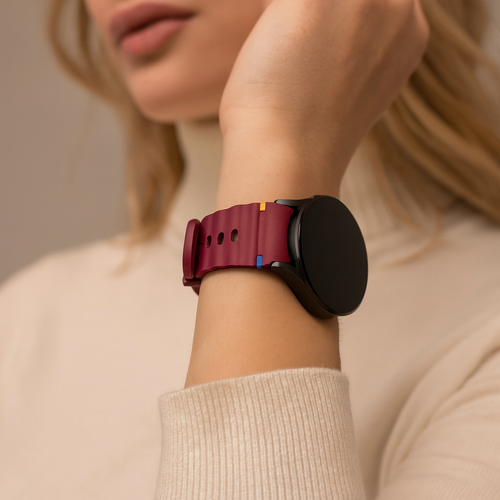 Samsung Galaxy Watch Fe mit wellenförmigem Armband (Weinrot)