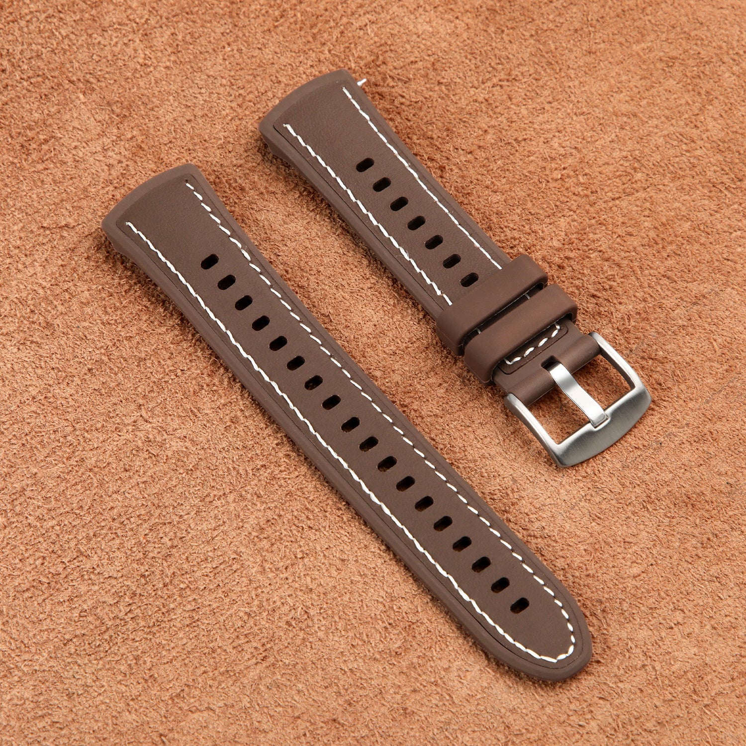 Correa cuero híbrida ''Perfect Fit' Huawei Watch 5 - 42mm (marrón)