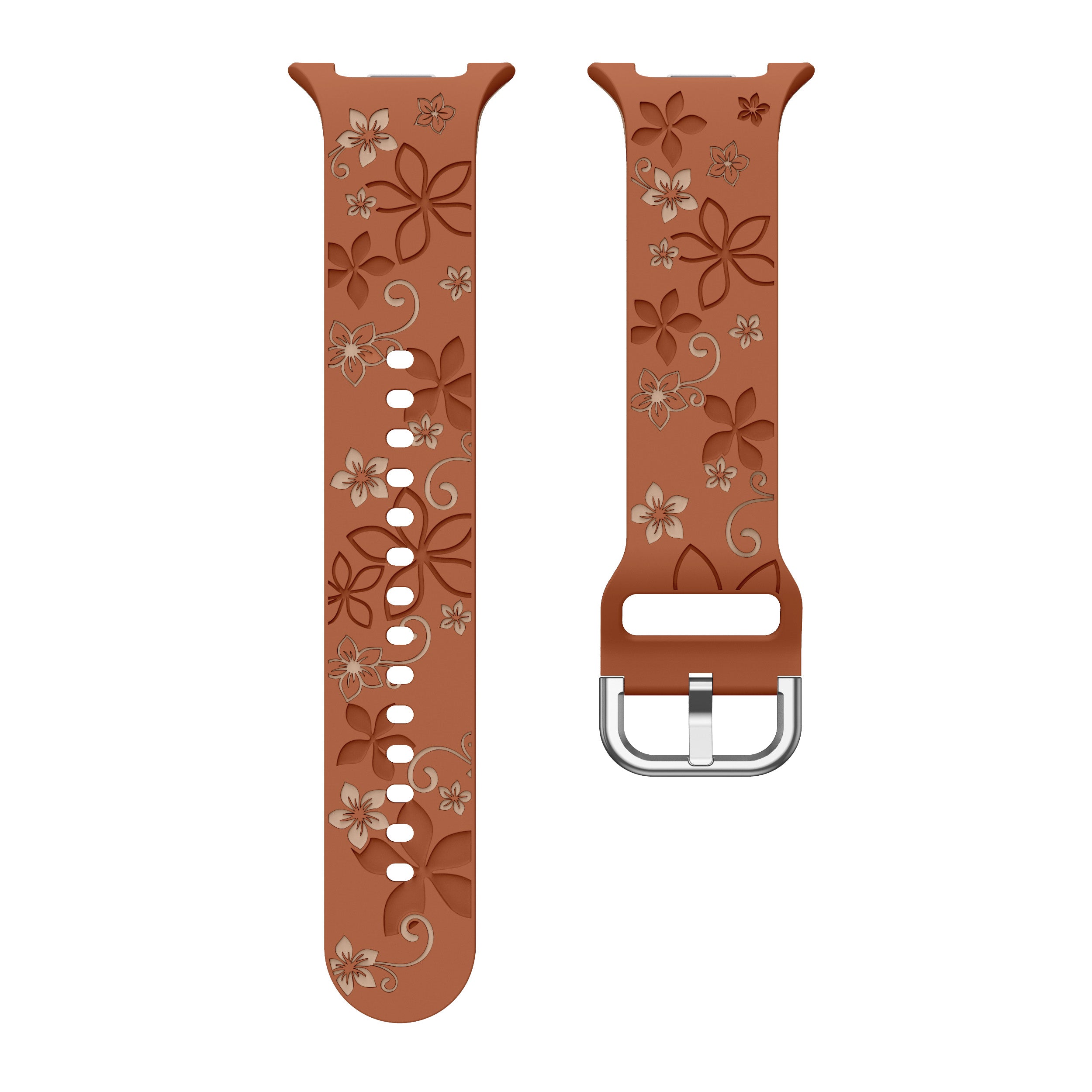 Samsung Galaxy Watch 8 Classic Flower Silicone Strap (Brown/Beige)