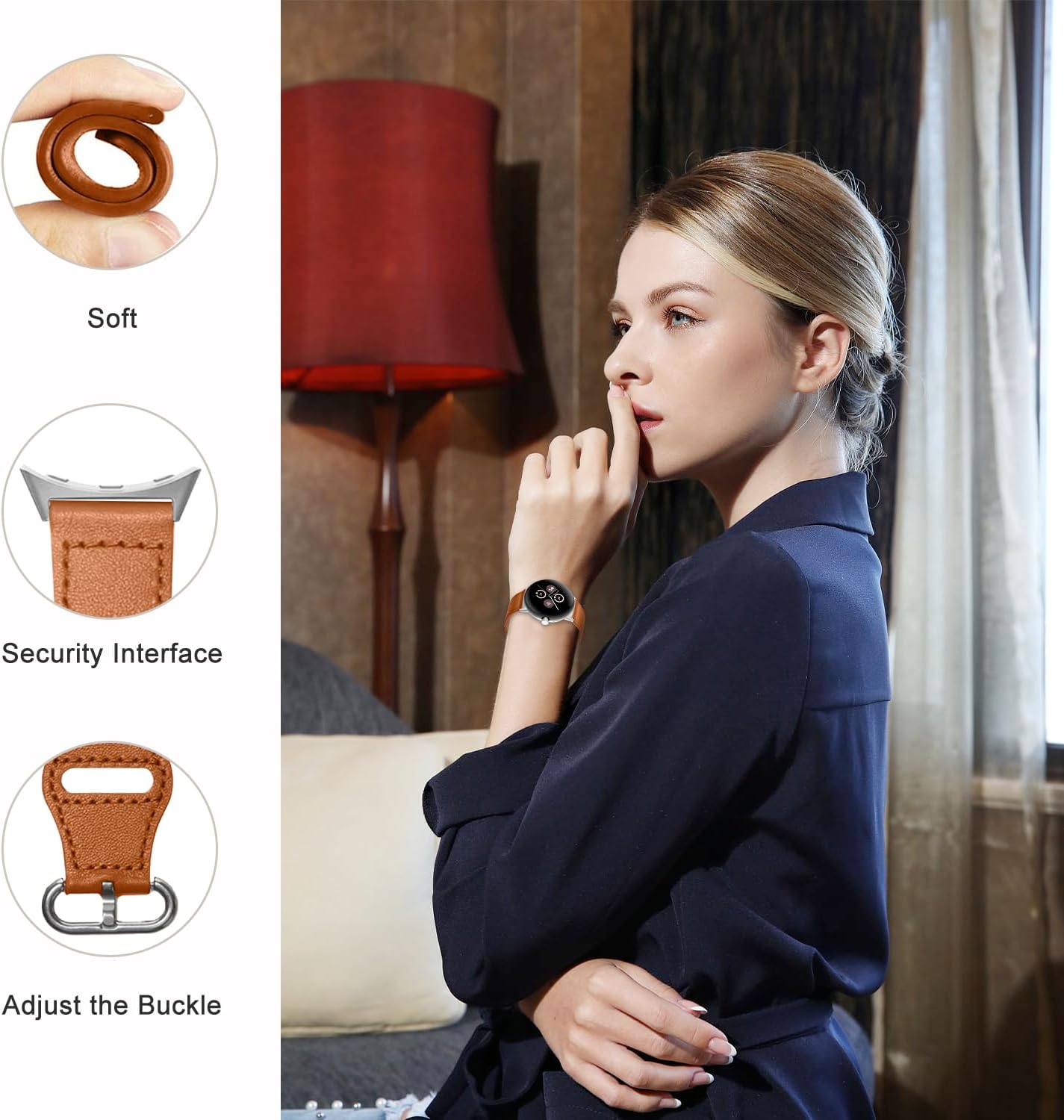 Correa cuero con hebilla Google Pixel Watch 4 - 41mm (marrón)