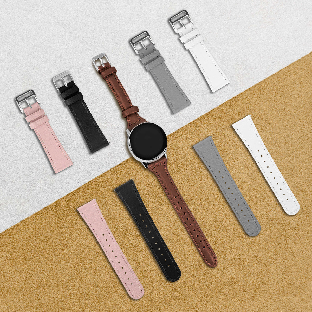 Correa reloj cuero moderno 22mm - universal (rosa)