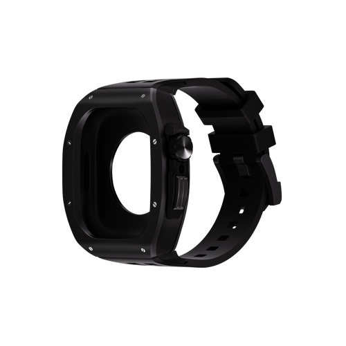 Reqior Funda de polímero y metal con correa de goma Apple Watch 45mm (negro)