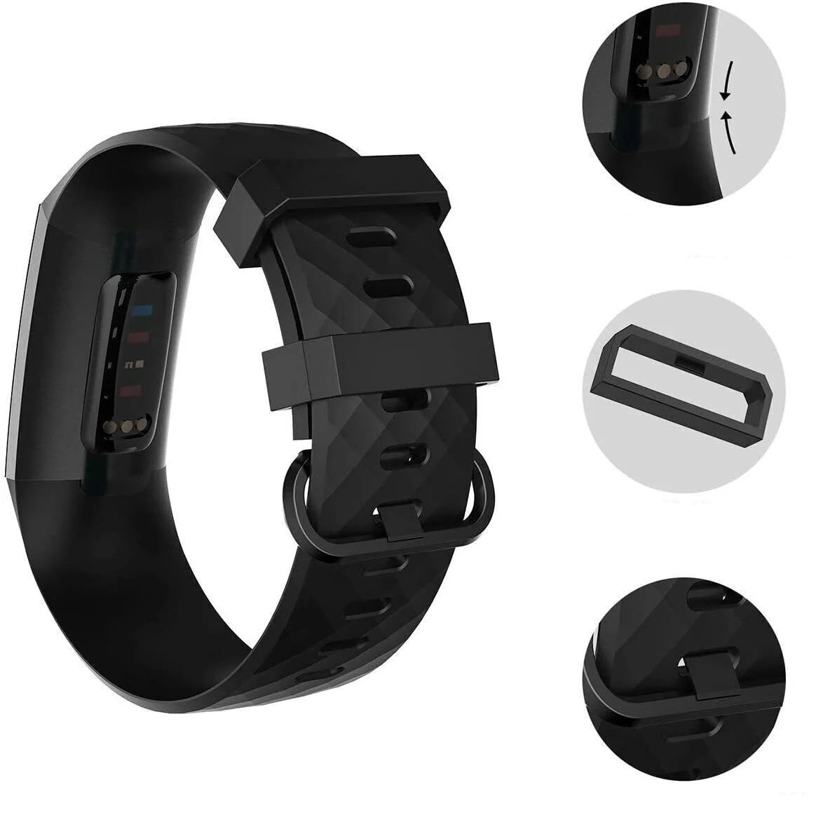 Fitbit Charge 4 Silikonarmband (Schwarz)