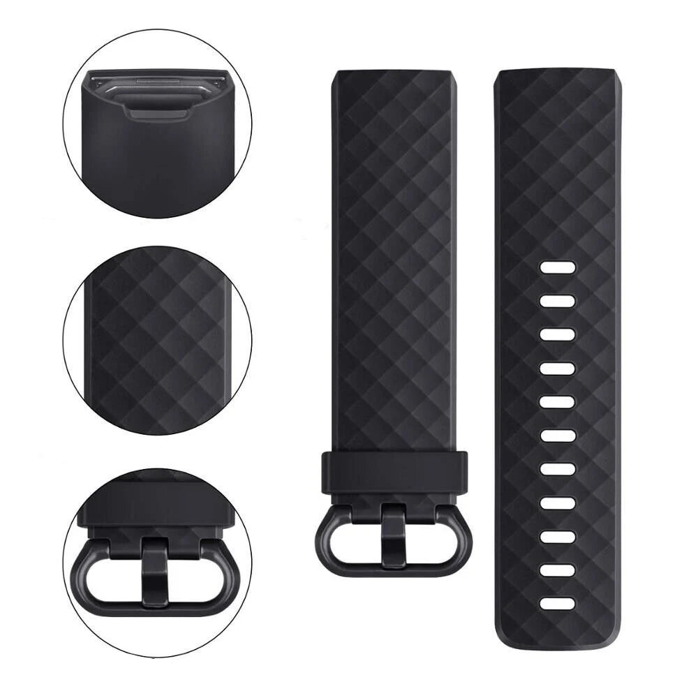 Fitbit Charge 4 Silikonarmband (Schwarz)