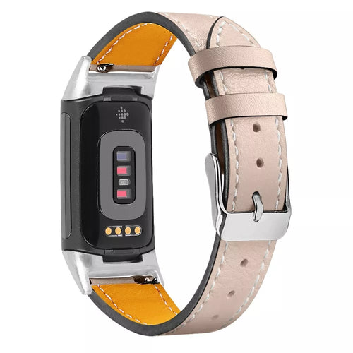 Correa cuero moderna Fitbit Charge 6 (beige)