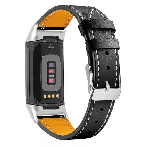 Correa cuero moderna Fitbit Charge 6 (negro)