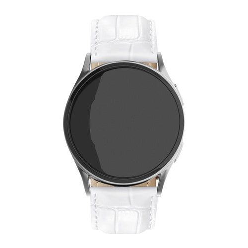 Correa cuero estilo cocodrilo Oppo Watch S (blanco)