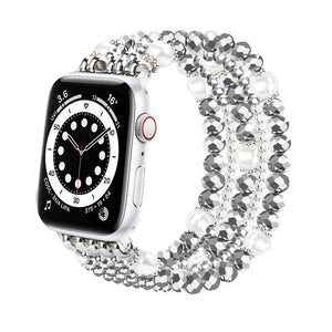 Apple Watch Perlenbesetztes Kristallarmband (Silber)